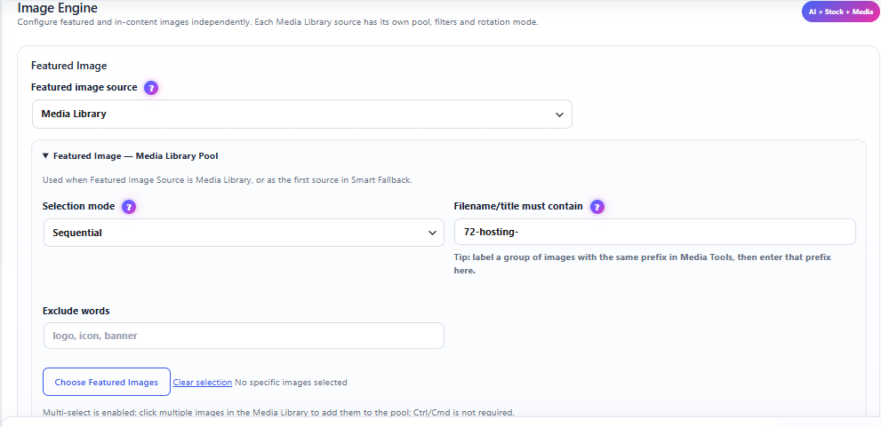 WP Auto Blog AI automatic image settings